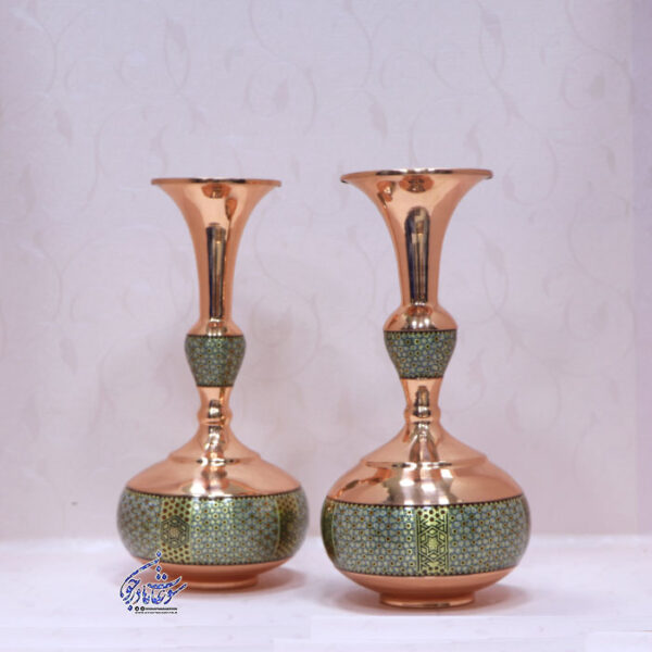 گلدان دالبری مس و خاتم - Image 2