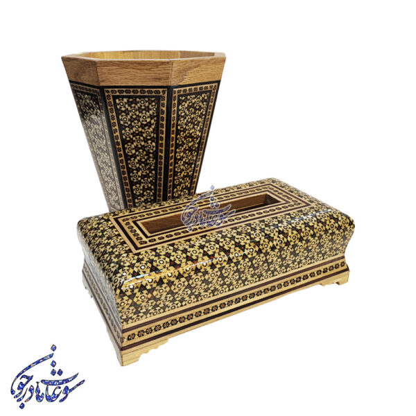 ست جعبه دستمال و سطل خاتم