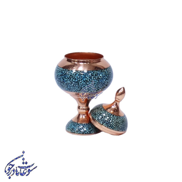 قندان پایه دار فیروزه کوبی سایز 15