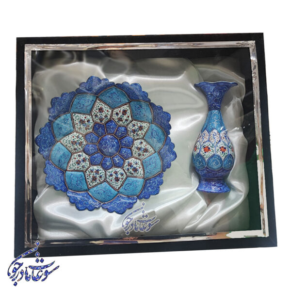 باکس گلدان و بشقاب میناکاری