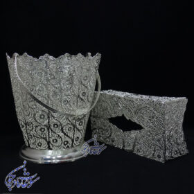 سرویس جا دستمال و سطل ملیله کاری