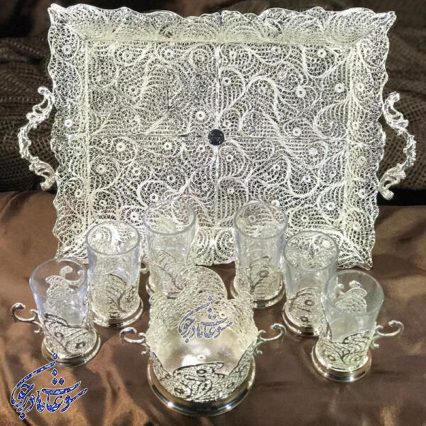 سرویس چایخوری ملیله کاری - Image 1