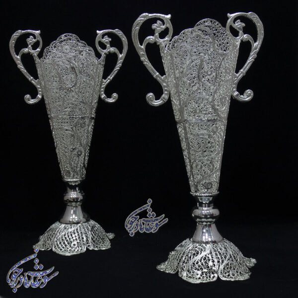 گلدان دسته دار ملیله کاری