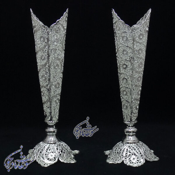 گلدان پایه ملیله بزرگ