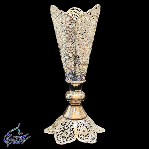 گلدان روکش نقره ملیله کاری
