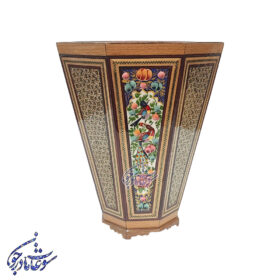 سطل خاتم کاری مدل گل و مرغ