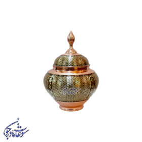 قندان مس و خاتم اعلا مدل سیبی بزرگ مشکی