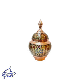 قندان مس و خاتم ترنج کوچک زمینه طلایی