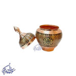 قندان مس و خاتم ترنج کوچک زمینه طلایی