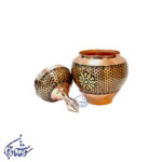 قندان مس و خاتم ترنج کوچک زمینه طلایی