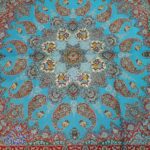 رومیزی ترمه 7 رنگ طرح بته جقه آبی