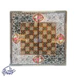 تخته نرد خاتم طرح گل و مرغ مینیاتوری