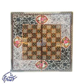 تخته نرد خاتم طرح گل و مرغ مینیاتوری