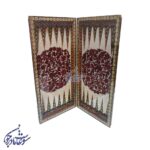 تخته نرد خاتم با طرح گل و مرغ مینیاتوری
