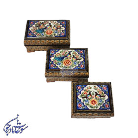 جعبه بغل کاس خاتم طرح گل و مرغ