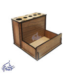 جا قلمی و جا کارتی چوبی سفید