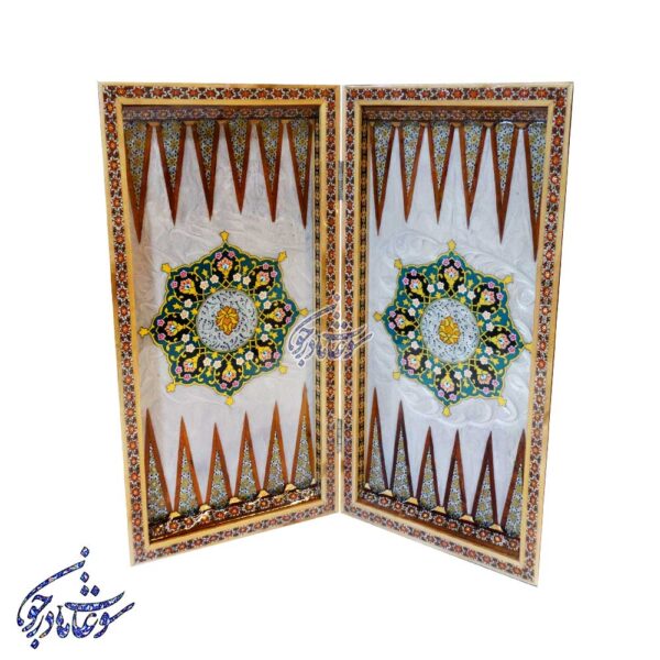 تخته نرد خاتم و تذهیب سبز