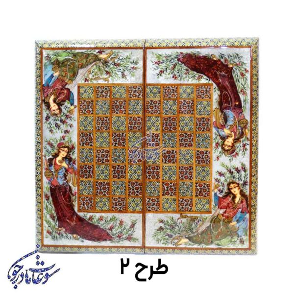 تخته نرد و شطرنج طرح لیلی و مجنون طرح2