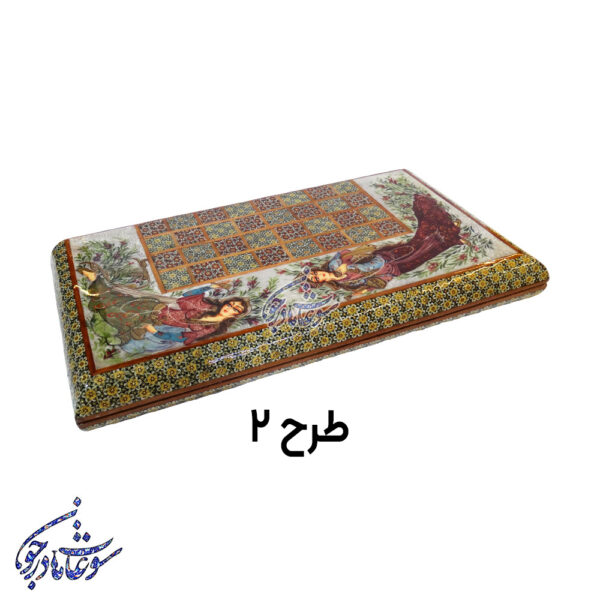 تخته نرد و شطرنج طرح لیلی و مجنون طرح2