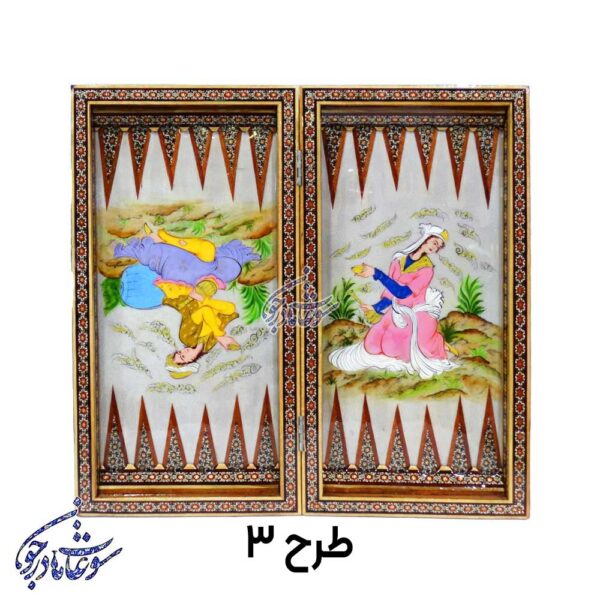 تخته نرد و شطرنج طرح لیلی و مجنون طرح3