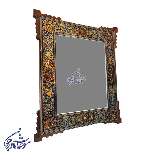 آینه خاتم و تذهیب 30 در 24 گوشه دار