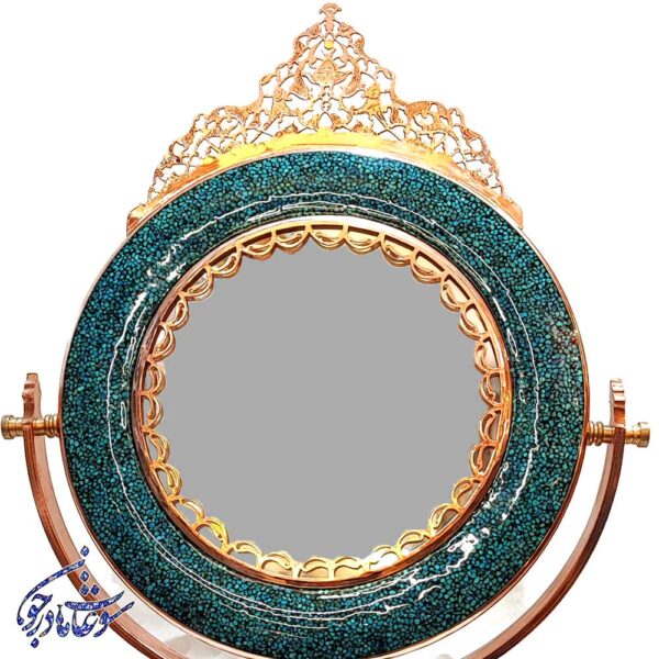 آینه فیروزه کوب گرد کوچک-2