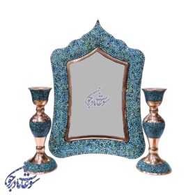 آینه شمعدان فیروزه کوب متوسط-2