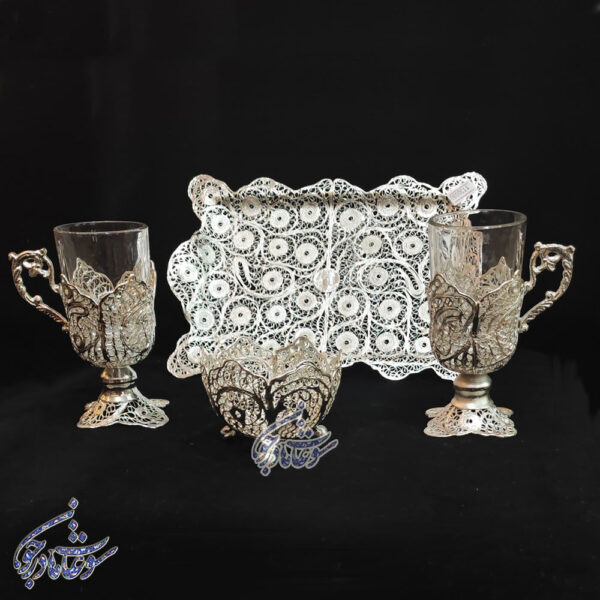 سرویس چایخوری دو نفره ملیله کاری - Image 3
