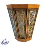 سطل خاتم کاری طرح گل و مرغ متوسط