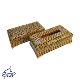 ست جا دستمال و جا قاشق خاتم کاری