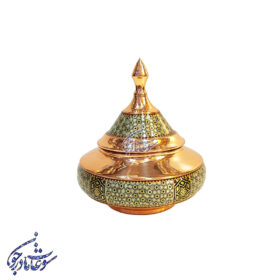 شکلات خوری مس و خاتم مدل بشقاب پرنده