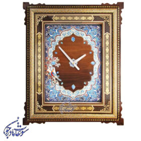 ساعت چهار گوش صلیبی خاتم کاری | سایز 30 در 40