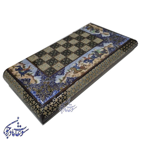 تخته نرد خاتم طرح شکار