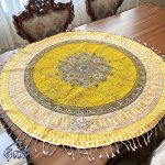 رومیزی قلمکار گرد صادراتی طرح نیلوفری - Image 5