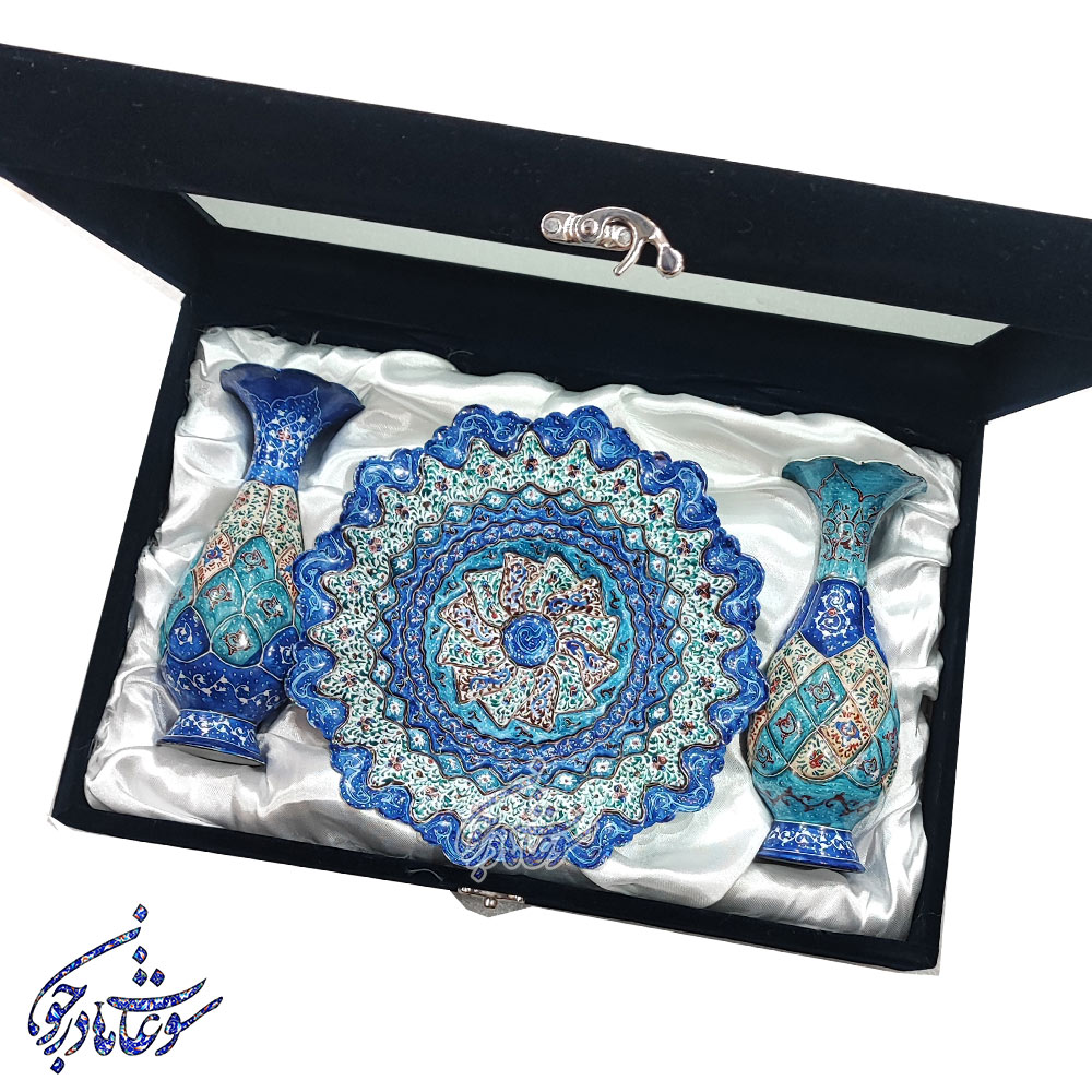 باکس-جفت-گلدان-16-میناکاری باکس هدیه کد 1047 - Image 1