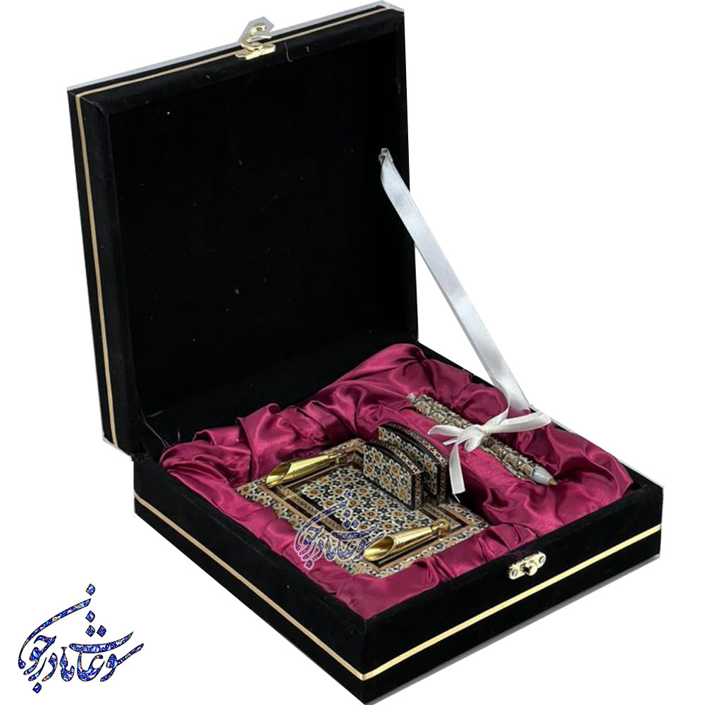 باکس هدیه اداری جاقلمی و خودکار خاتم کاری