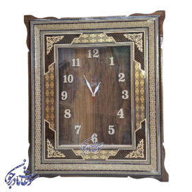 ساعت دیواری خاتم کاری صفحه چوبی