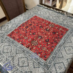 رومیزی قلمکار مخمل طرح دار صادراتی سایز 4 نفره - Image 5