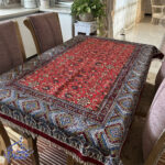 رومیزی قلمکار مخمل طرح دار صادراتی - Image 3