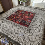 رومیزی قلمکار مخمل طرح دار صادراتی سایز 4 نفره - Image 4
