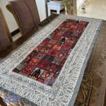 رومیزی رانر قلمکار مخمل طرح دار صادراتی - Image 2
