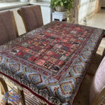 رومیزی قلمکار مخمل طرح دار صادراتی - Image 2