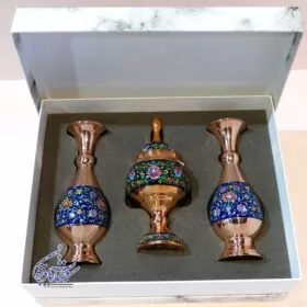 باکس هدیه مس و پرداز طرح 1 | گلدان مس و پرداز، شکلات خوری کوچک مس و پرداز