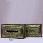 ست جعبه دستمال کاغذی و کارد و چنگال خاتم کاری اعلا مدل صلیبی - Image 2