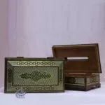 ست جعبه دستمال کاغذی و کارد و چنگال خاتم کاری اعلا مدل صلیبی