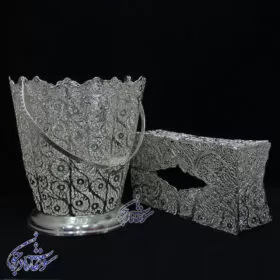 سرویس جا دستمال و سطل ملیله کاری