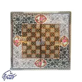 تخته نرد خاتم طرح گل و مرغ مینیاتوری