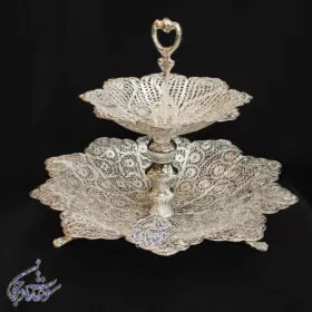 شیرینی خوری گرد دو طبقه ملیله کاری
